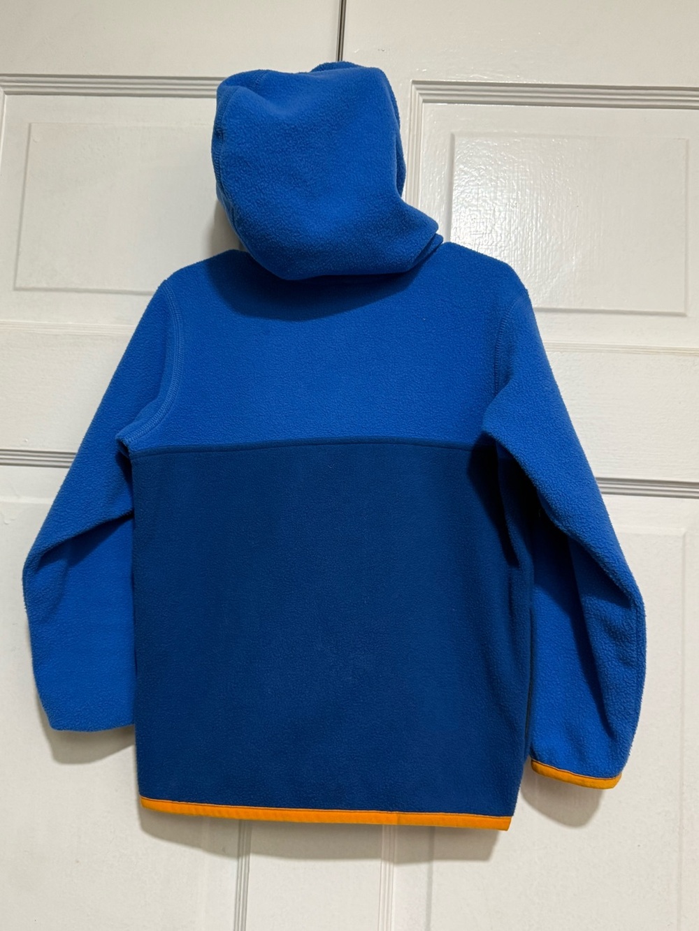 Boys 3T Patagonia Blue Orange Long Sleeve Fleece Jacket Hood - Picture 2 of 4